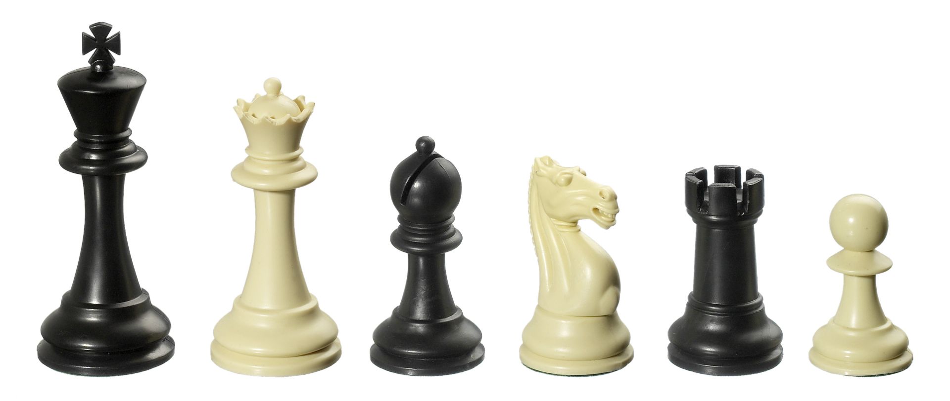 Schachfiguren Nerva cremefarben/schwarz, Königshöhe 95 mm Schachfiguren Nerva cremefarben/schwarz, Königshöhe 95 mm
