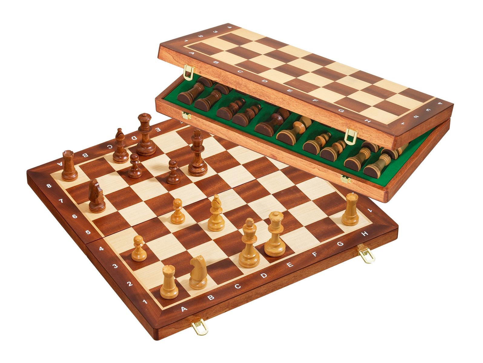 Schachkassette De Luxe, Feldgröße 40 mm, Randbeschriftung Schach, Spiel