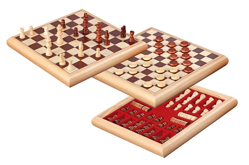 Schach-Dame-Set, Holzbox, Königshöhe 65 mm, Feldgröße 35 mm