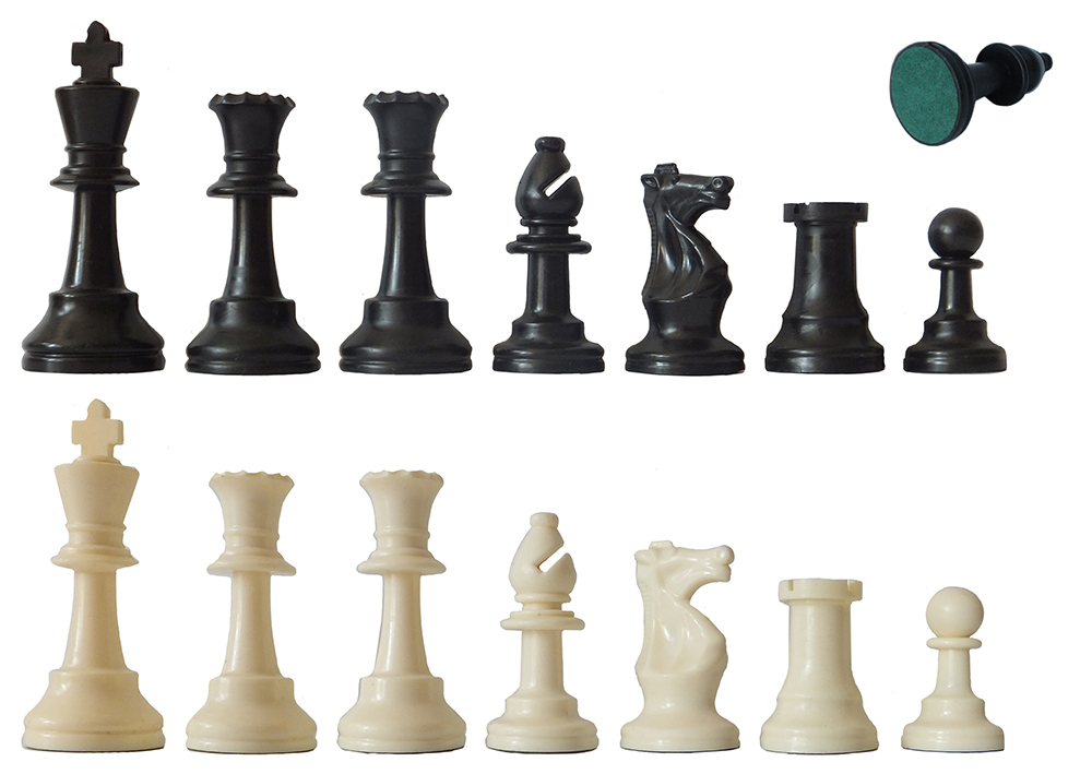 Schachfiguren Kunststoff schwarz/weiß, Königshöhe 97 mm
