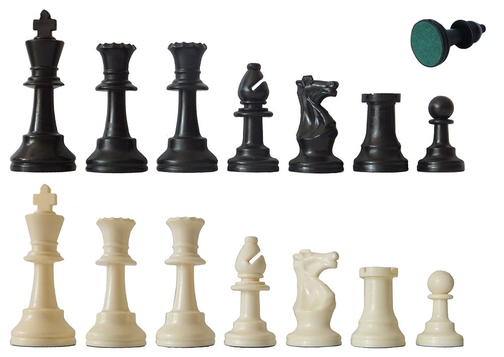 Figuren-95-mm-schwarz-weiss Schachfiguren Kunststoff schwarz/weiß, Königshöhe 97 mm