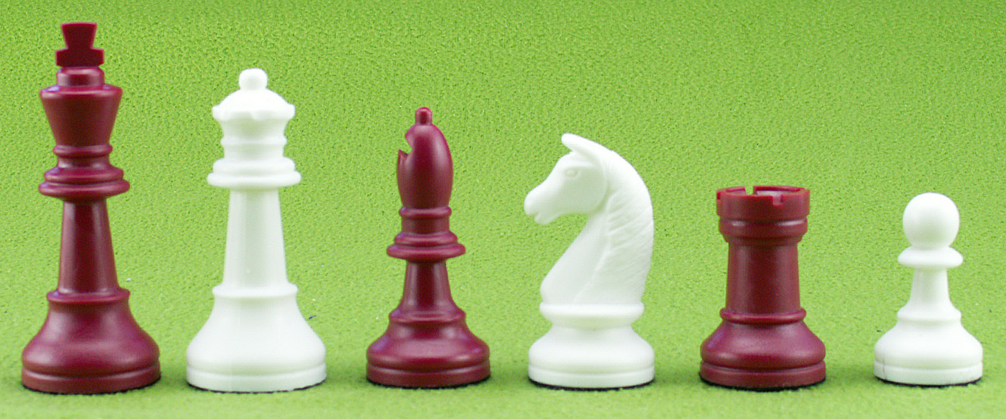 Figuren-rot-weiss Schachfiguren Kunststoff rot/weiß, Königshöhe 93 mm