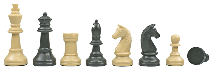 Schachfiguren Kunststoff schwarz/beige, Königshöhe 93 mm